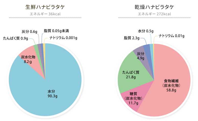 ハナビラタケの栄養成分 円グラフ